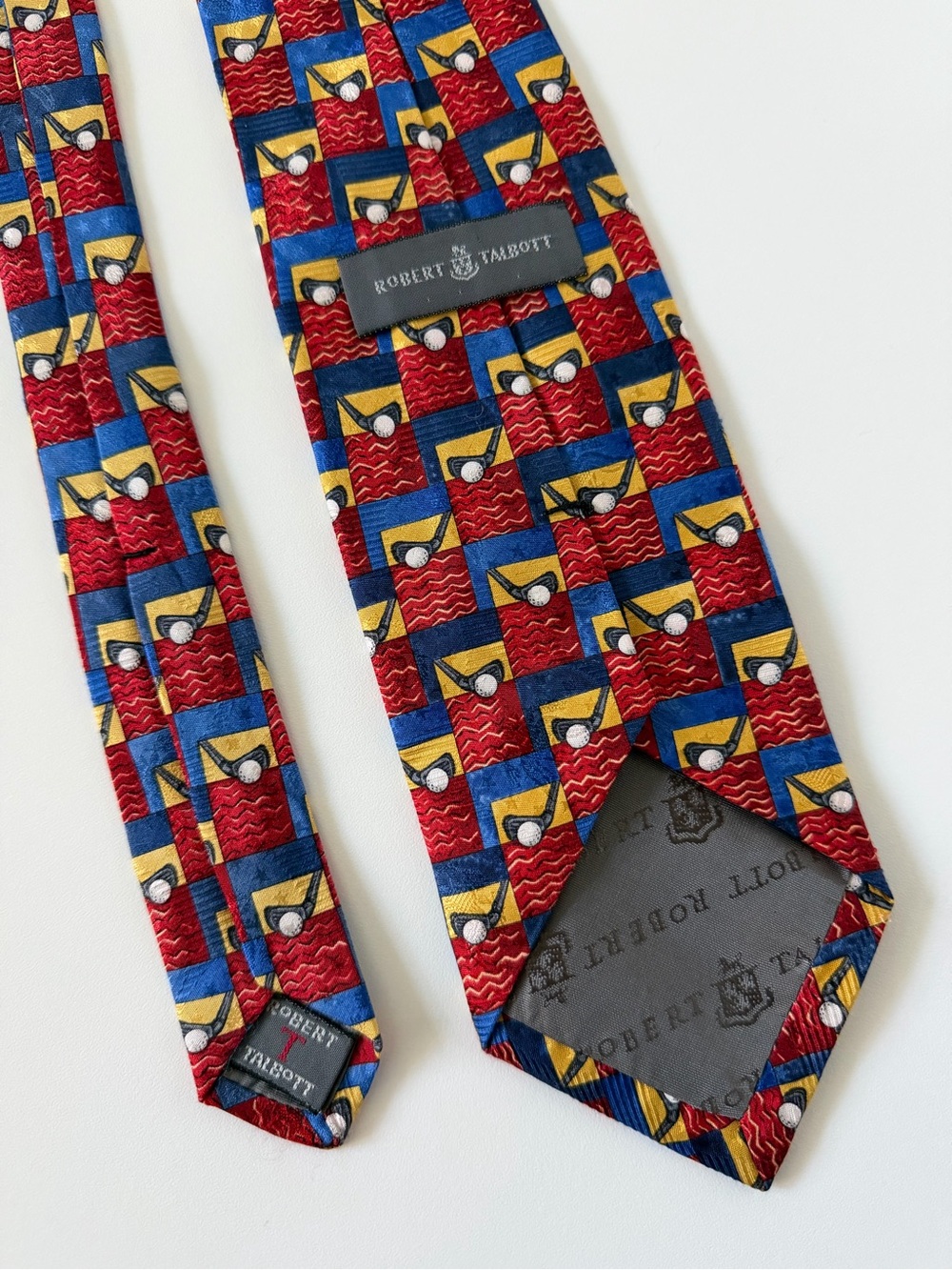 Robert Talbott Vintage Golf Club Iron Ball Geometric 100% Silk Tie Made In USA - Picture 3 of 8
